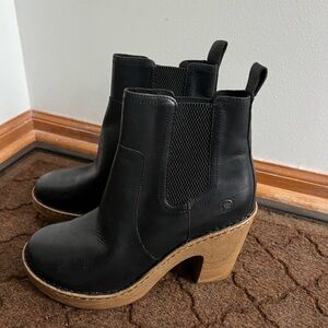 Born Black Leather Heeled Boots